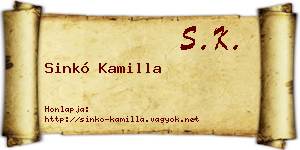 Sinkó Kamilla névjegykártya